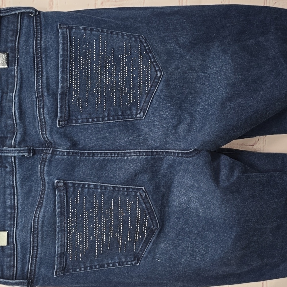 NYDJ Marilyn Straight Jeans Style# MDNAMS2678 Lift Tuck Studded Womens Size 8 - Picture 6 of 15